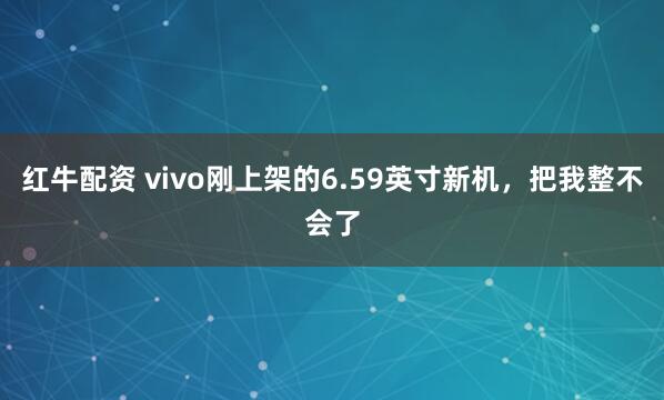 红牛配资 vivo刚上架的6.59英寸新机，把我整不会了